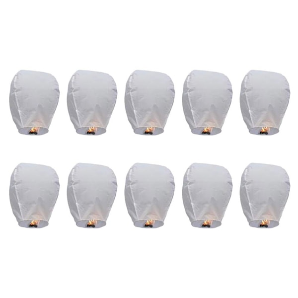 10 st Önskelyktor Kongming Lykta Ballonger Släpp i Himmelen Minnes Fe White 10 pcs