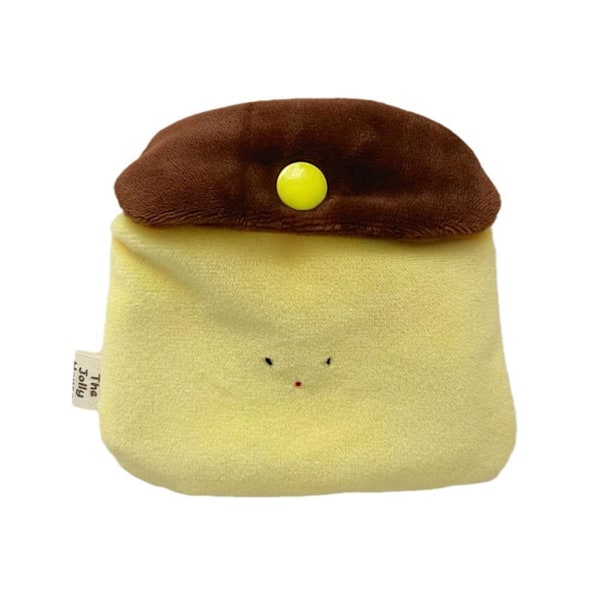 Söt Karamellpudding Myntväska Plysch Mini Korthållare Tecknad Förvaringsväska H3K5