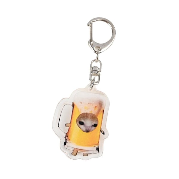 Mat Katt Katthuvud Nyckelring Rolig Gåva För Student Nyckelring E1E9 Beer cat 1PC