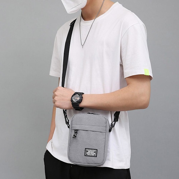 Axelväska för män Oxfordtyg Casual Liten Fyrkantig Väska Crossbody Messenger Bag Gray One size