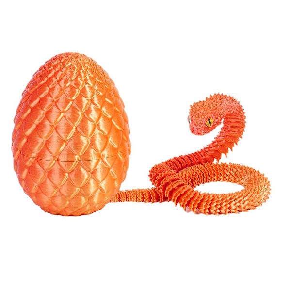 3D-printad Cool Eyes Orm med Ägg, Multi-ledad Rörlig för Vardagsrum Heminredningstillbehör Q8b3 Red gold Snake with Egg