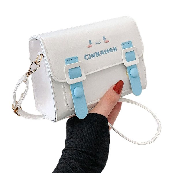 Fyrkantig väska i collegestil för damer, anime, söt Jk-mode, trendiga axelväskor, väskfärg ny D9c8 white&blue one size
