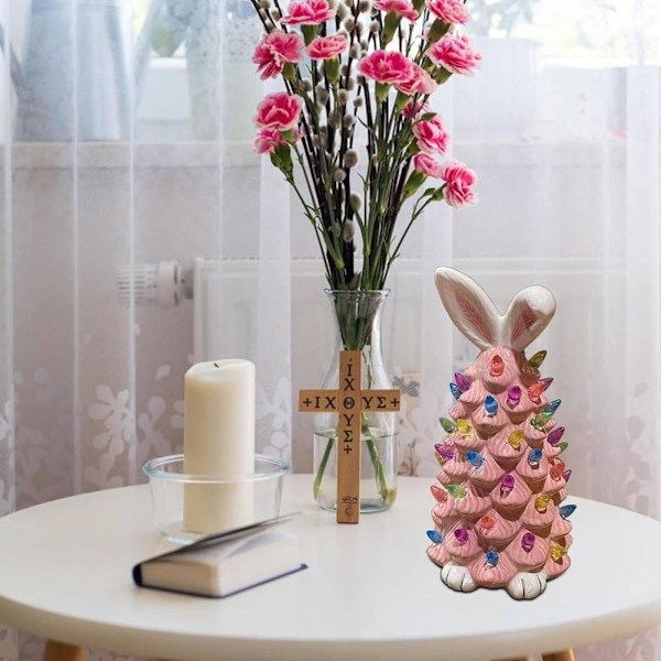 Påskdekorationer i form av ett kaninträd för inomhusbruk, vår, hem, sovrum, kontor, dekor A pink 1pcs