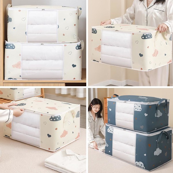 1 X Förvaringsväska för Kläder Stor Kapacitet Organizer för Täcken Filt Säng Q2U7 white L 1pcs