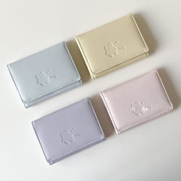 Söta Björn Små Trefaldiga Plånböcker För Kvinnor Mjukt PU Läder Korthållare Damplånbok Mode F6O3 Purple One size