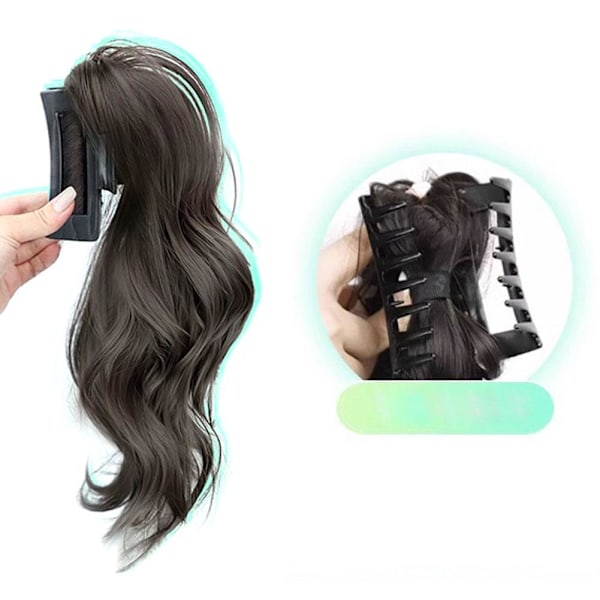 Naturlig peruk klämma hästsvans peruk för kvinnor 30cm lätt lockig falsk hästsvans hårförlängning N3t2 dark black 1pcs