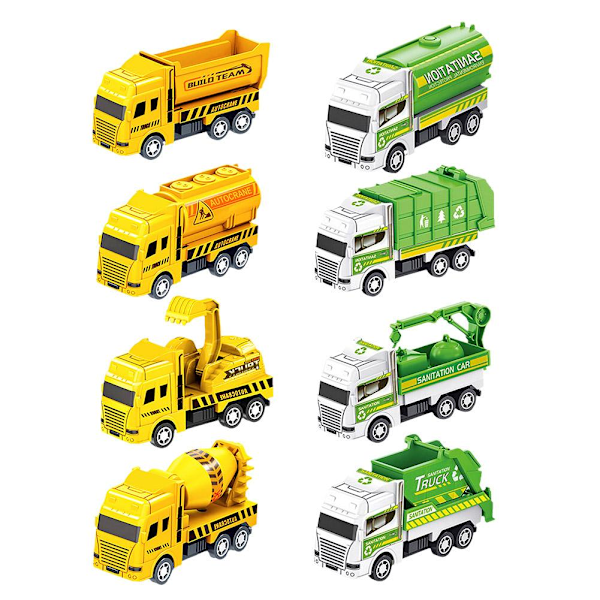 Leksaksbil för barn, drag tillbaka, legeringsfordonsmodell, ingenjörsbil, sopbil, för barn Y9n8 yellow C one-size