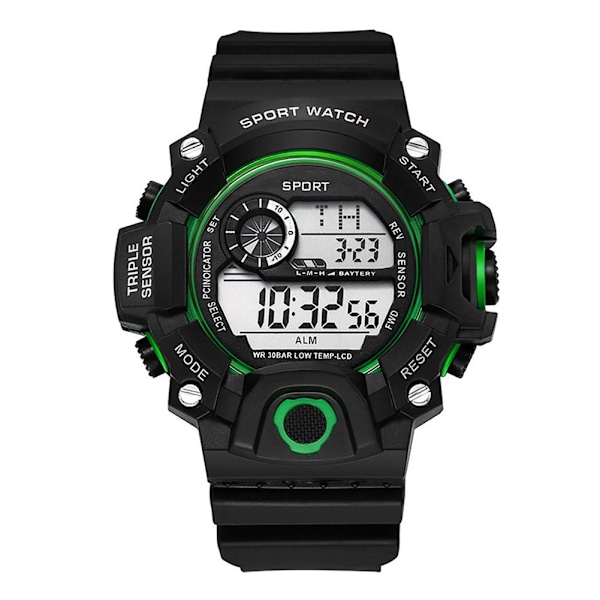 Digital Lysande Unisex Sport Vattentät Klocka Herrklockor Mode Damarmbandsur A7K9 Green One size