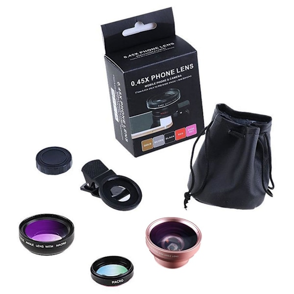 37mm Mobiltelefonlins 0.45x 49uv Super Vidvinkel + Makrolins Universal C P4C8 black one-size