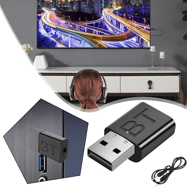 USB Bluetooth 5.0 Sändare Mottagare, Mini Ljudadapter, USB Bluetooth Bil 5.0 Mottagare Sändare Bluetooth