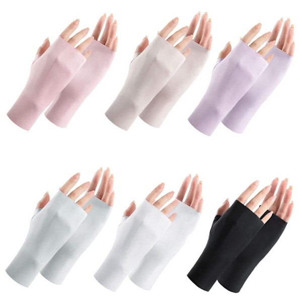 Fingerlösa damhandskar för solskydd, sommarhandskar, UV-skyddshandskar, svala handskar i is-silke för utflykter beige one size