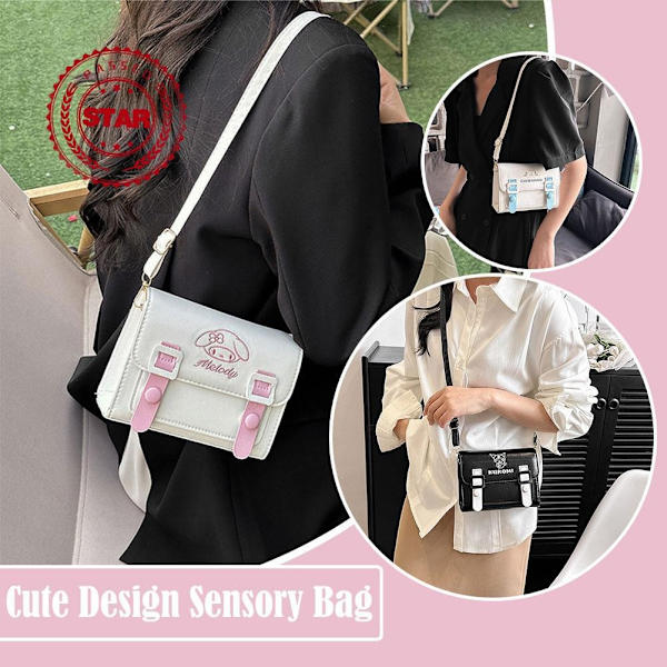 Fyrkantig väska i collegestil för damer, anime, söt Jk-mode, trendiga axelväskor, väskfärg ny D9c8 white&pink one size