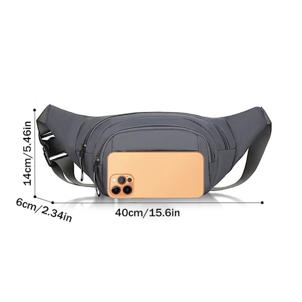 Multifunktionell Justerbar Midjeväska i Nylon Sling Bröstväska Axelväska P4R9 Gray One size