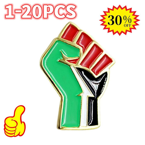 1-20 st Palestinsk Flagga Färg Näve Metall Badge Pin Flagga Brosch - Fritt Palestina UK style3 one-size 2pcs