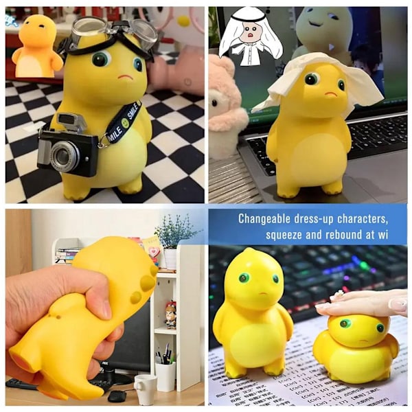 Stressreducerande dinosaurieleksak elastisk persika kläm dekompressionsleksak leksaker söt dekompression Z0O0 yellowA one-size