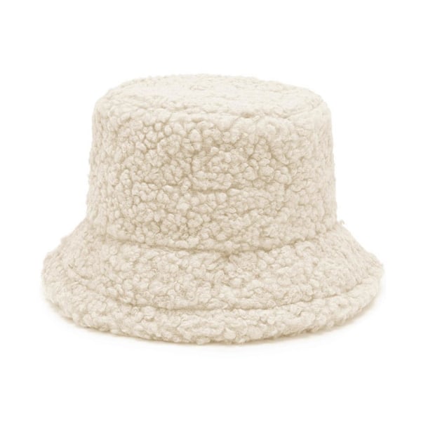 Enfärgad Lammull Fiskarhatt Varm Solhatt Vinter K4A0 beige One size