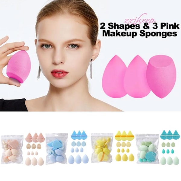 Pudersvamp Set Blå Skönhetsägg Svamp Luftkudde Icke-puder Smink Och Våt Användning Torr I0s5 yellow 12pcs