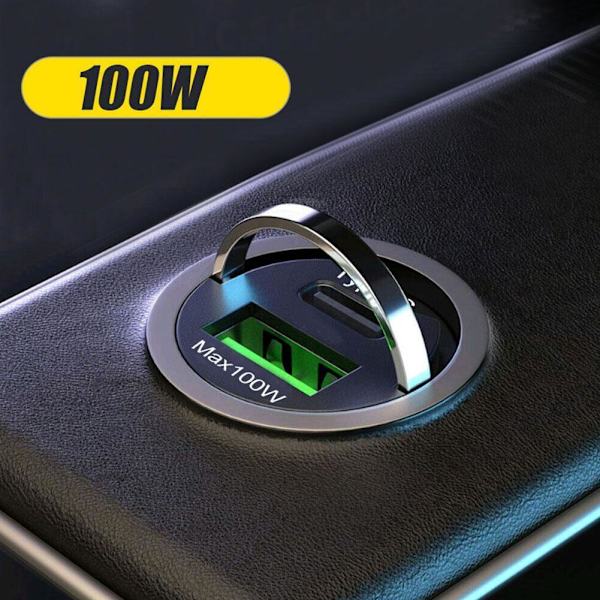 100W USB Telefonladdare Typ C QC3.0 Svart Snabbladdning Bil NY -AU. BlackB 100w+100w