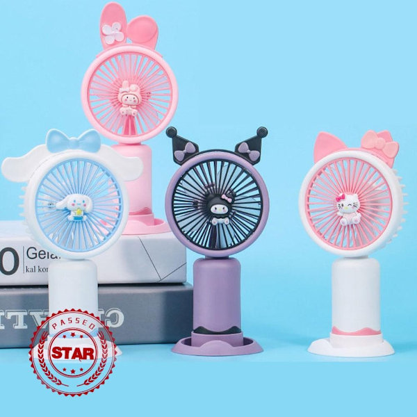 Söt Personlig Mini Fläkt Handhållen Portabel För Inomhus Utomhus Aktiviteter Söt Sanrio Elektrisk Fläkt A6E5 white 1pcs