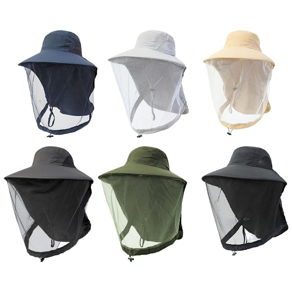 Fiskehatt för utomhusbruk med meshmask, myggsäker, solskydd, ventilerande' Light gray 1pc