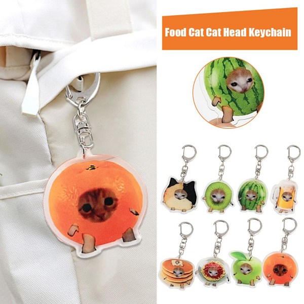 Mat Katt Katthuvud Nyckelring Rolig Gåva För Student Nyckelring E1E9 Hamburger  cat 1PC