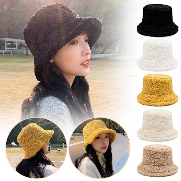 Enfärgad Lammull Fiskarhatt Varm Solhatt Vinter K4A0 White One size