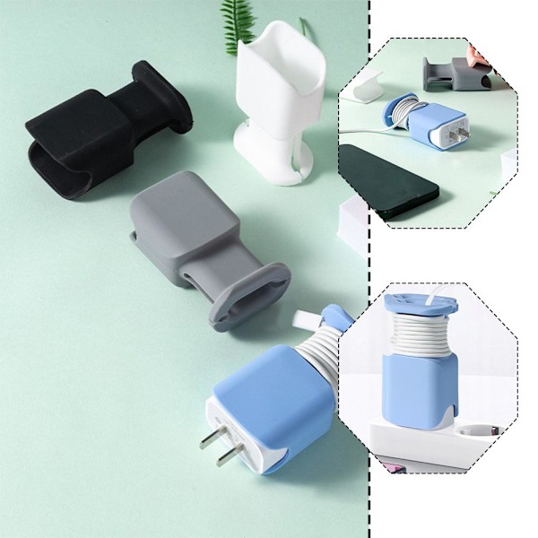 2-i-1 Silikonskydd för Laddare med Sladdvinda - Datakabelvinda, Anti-brottskydd för USB-C Snabbladdningskablar, Passar 18W/20W/25W Blue 1pcs