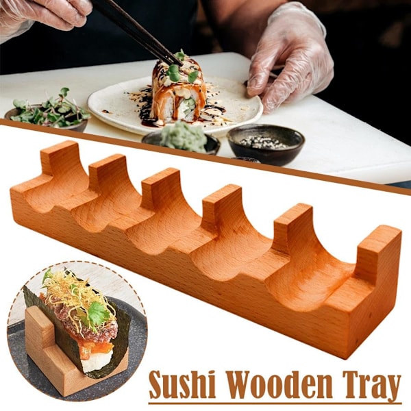 Sushi Taco-hållare i trä, U-formad Sashimi-tallrik, Sushi Hand Roll-hållare Sushi Display Rack Serveringsbricka, Sushi Serveringsbräda Taco Display S single-compartment 1pcs