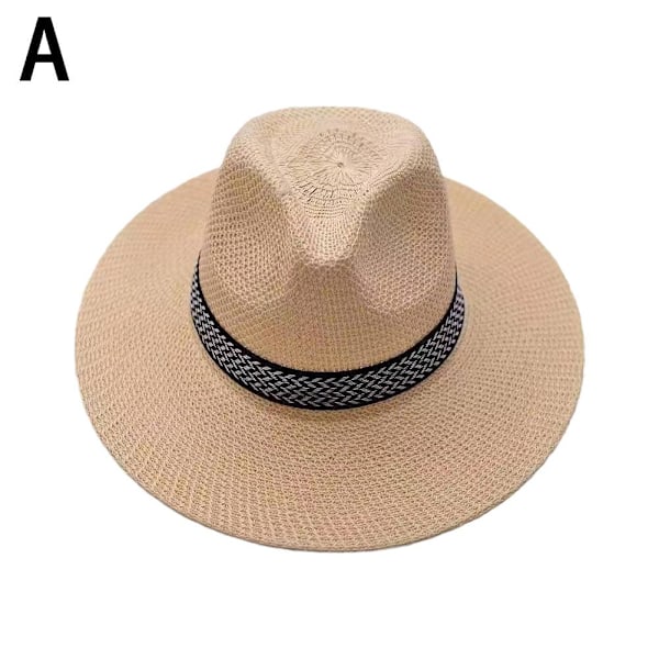 Herr Dam Vikbar Strå Panama Stil Solhatt Sommar Slapp Hatt, Strand S7B2 khaki one size