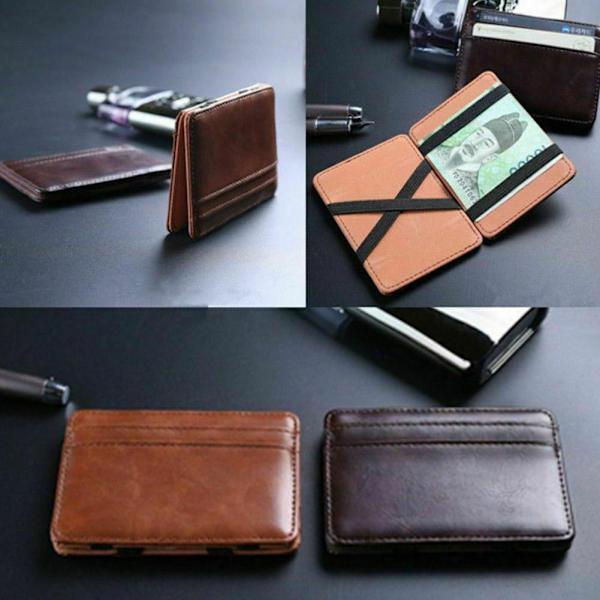 【Lägsta Pris】Koreansk Stil PU Läder Magisk Plånbok Korthållare Färg Mynt Dragkedja Neutral N7S5 brown One-size
