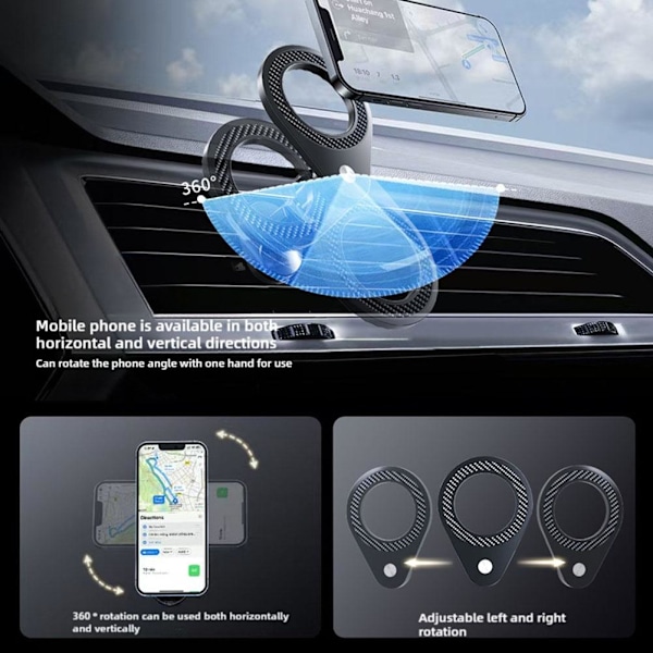 Universell Magnetisk 360° Roterande Bil Mobiltelefonhållare^ Instrumentbräda W V5X5