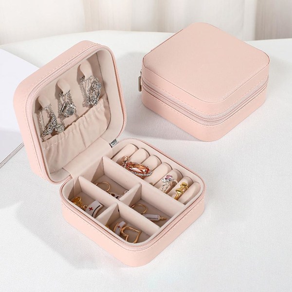 Resefodral Organizer Mini PU Läder Förvaring För Ringar Örhängen Halsband Box Z8B5 Block Brown Black 1PC