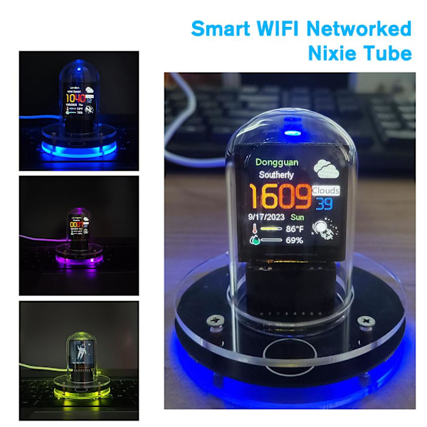 Smart WIFI Nätverksansluten Nixie Tube Väckarklocka Skrivbordsgåva; Dekor Jul Q6
