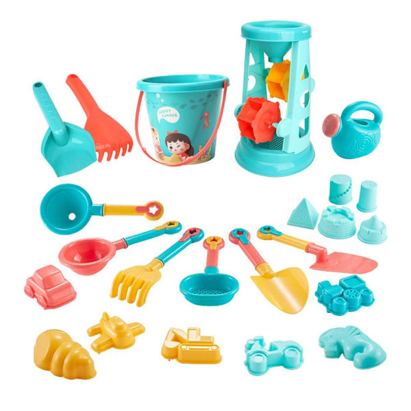 Sommarstrandleksaker Kit för barn Sandset Strandspel Leksak Hinkar Spadar Verktyg D8L4 23pcs 1set
