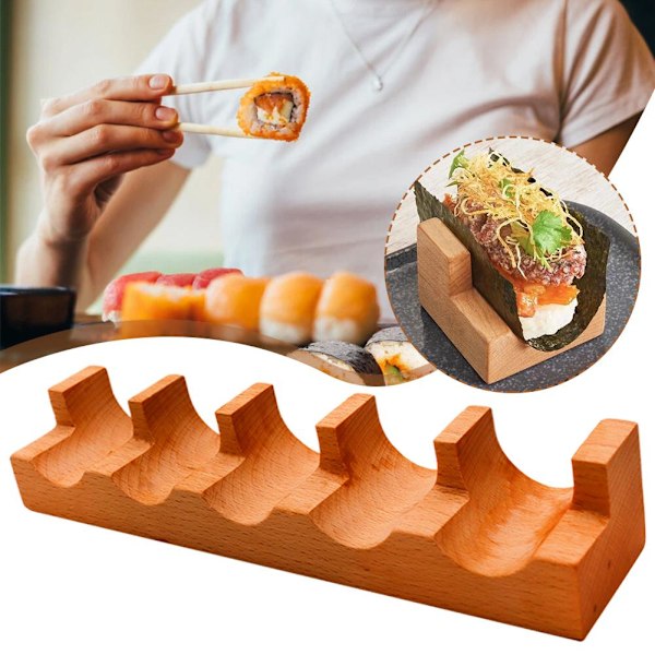 Sushi Taco-hållare i trä, U-formad Sashimi-tallrik, Sushi Hand Roll-hållare Sushi Display Rack Serveringsbricka, Sushi Serveringsbräda Taco Display S three-compartment 1pcs