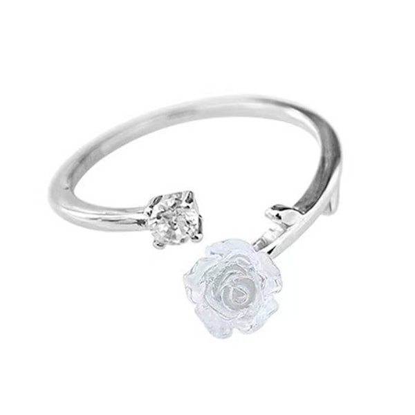 Mode Ros Blomma Ringar För Kvinnor Koreansk Stil Öppningsbar Finger Justerbar - A One size