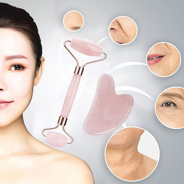 Roller för Ansikte Hals Öga Harts Ansiktsmassage Instrument Hälsovård Scrapi V4E7 White shaped gua sha board 30g