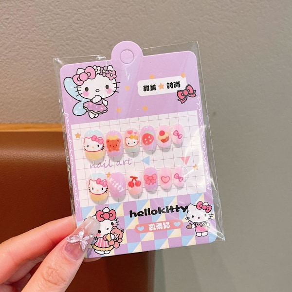 3D Stereo Sanrio Lösnaglar för Barn Söta Barnnaglar Söt Kuromi Bärbar Hello Press O0n5 2# 12pcs