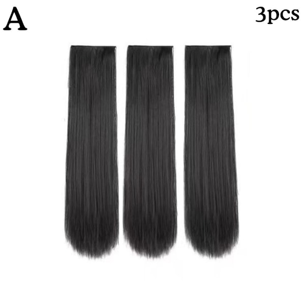 3PCS Peruk Hår Extensions Kvinnor Långt Hår Peruk Sömlös Rak S natural black 50cm