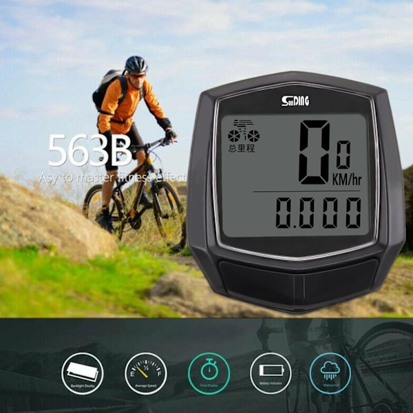 Trådbunden Cykeldator LCD Hastighetsmätare Odometer Speedo Vattentät USN