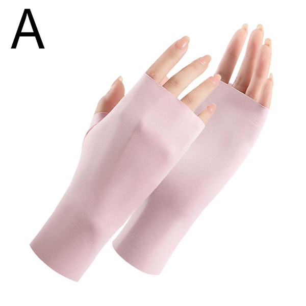 Fingerlösa damhandskar för solskydd, sommarhandskar, UV-skyddshandskar, svala handskar i is-silke för utflykter beige one size
