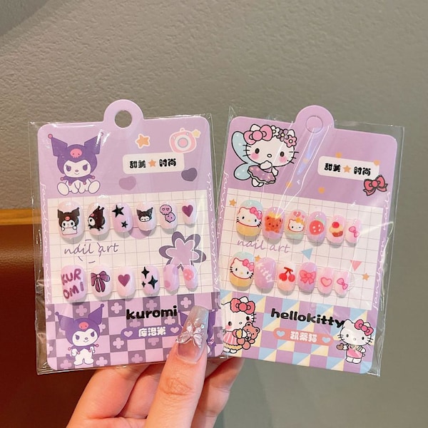 3D Stereo Sanrio Lösnaglar för Barn Söta Barnnaglar Söt Kuromi Bärbar Hello Press O0n5 2# 12pcs