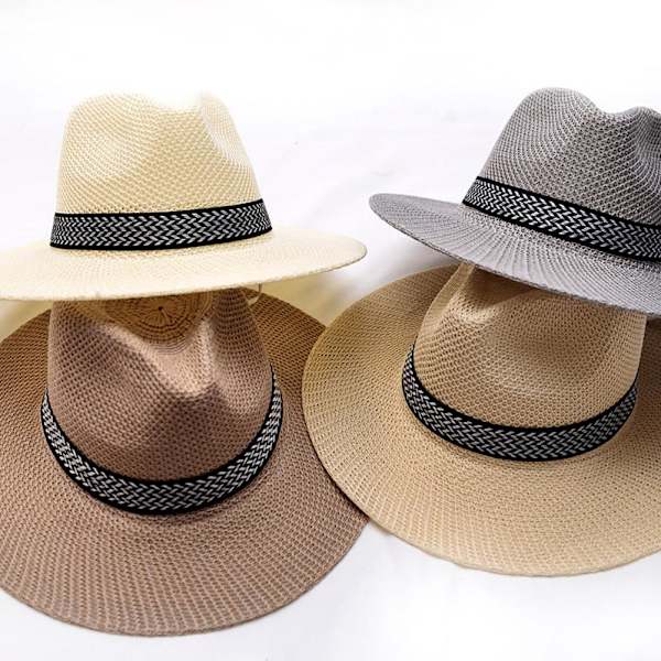 Herr Dam Vikbar Strå Panama Stil Solhatt Sommar Slapp Hatt, Strand S7B2 khaki one size