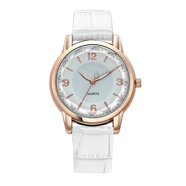 Nytt Mode Casual Dam Quartz Klocka PU Läder Färg Armband Flicka Urtavla Klocka Studentpresenter O0X5 White One size