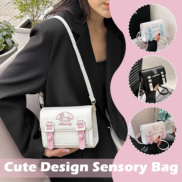Fyrkantig väska i collegestil för damer, anime, söt Jk-mode, trendiga axelväskor, väskfärg ny D9c8 black one size