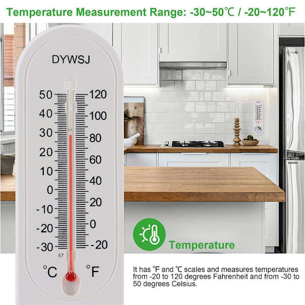 Generisk Inomhus/Utomhus Termometer Hygrometer - Exakt Temperatur- & Fuktighetsmätare för Växthus, Hem, Kontor - Digital Display - Bat