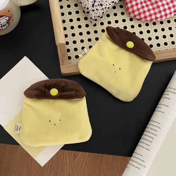 Söt Karamellpudding Myntväska Plysch Mini Korthållare Tecknad Förvaringsväska H3K5