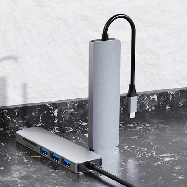 6 i 1 Multi-Port USB C Hub Docking Station 4K Stöds, A3D4 Y2L4 H9W1