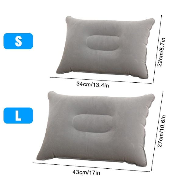 Luftkudde Uppblåsbara Kuddar Bärbar Huvudstöd Kompakt Camping Resa Ny Grey large size
