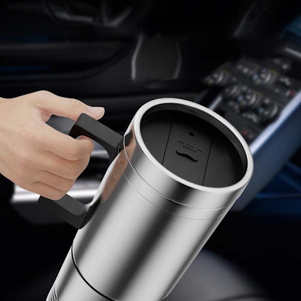 12V/24V Bil Värmekopp Vattenkokare 450ml Stål Kaffe Elektrisk Kopp Snabb~ SilverA 12V